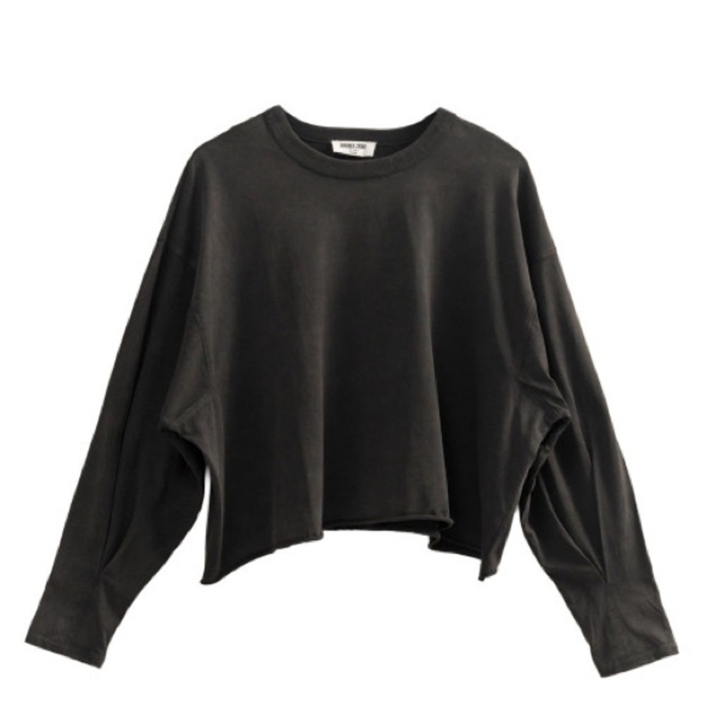 NWOT SIZE L Double Zero Charcoal Cropped Sweatshirt - Picture 1 of 10